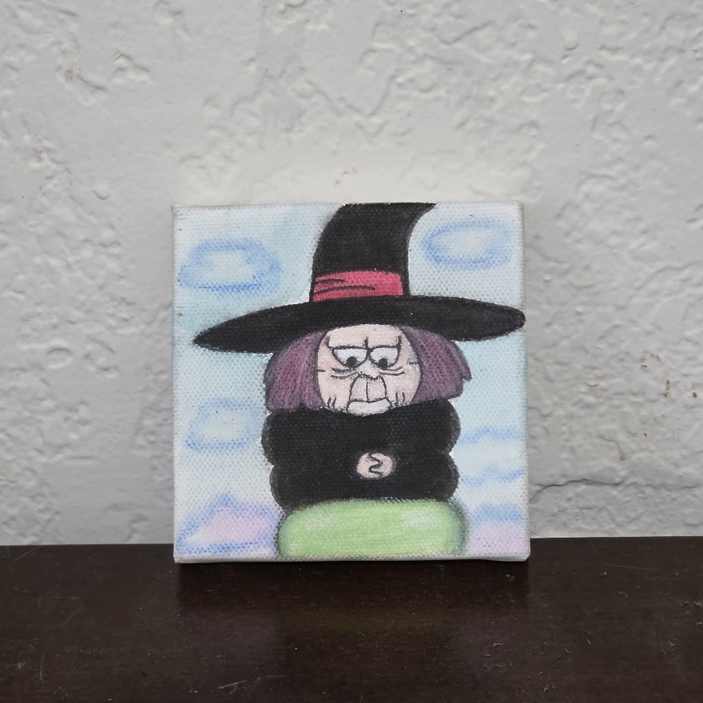 Title: Baba the Witch – Original Hand-Painted Mini Canvas | Dragon Ball Inspired